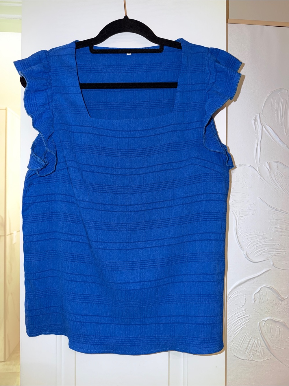 Blue Women's Ruffle Sleeve Top NWOT Size Medium